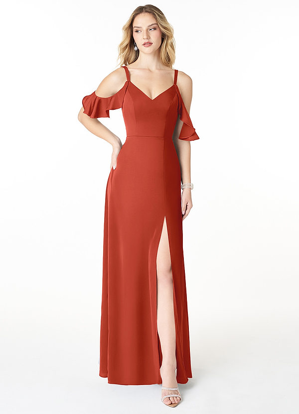 Azazie Andie Bridesmaid Dresses A-Line Ruched Stretch Satin Floor-Length Dress image1