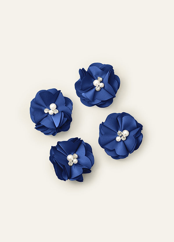 front Four-Piece Matching Color Stretch Satin Hair Clip Set