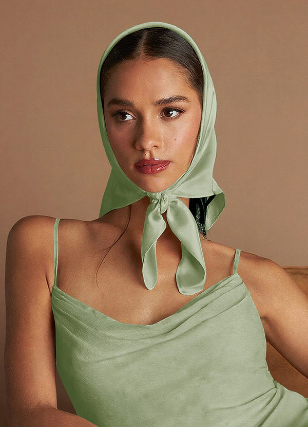 front Matching Color Stretch Satin Scarf