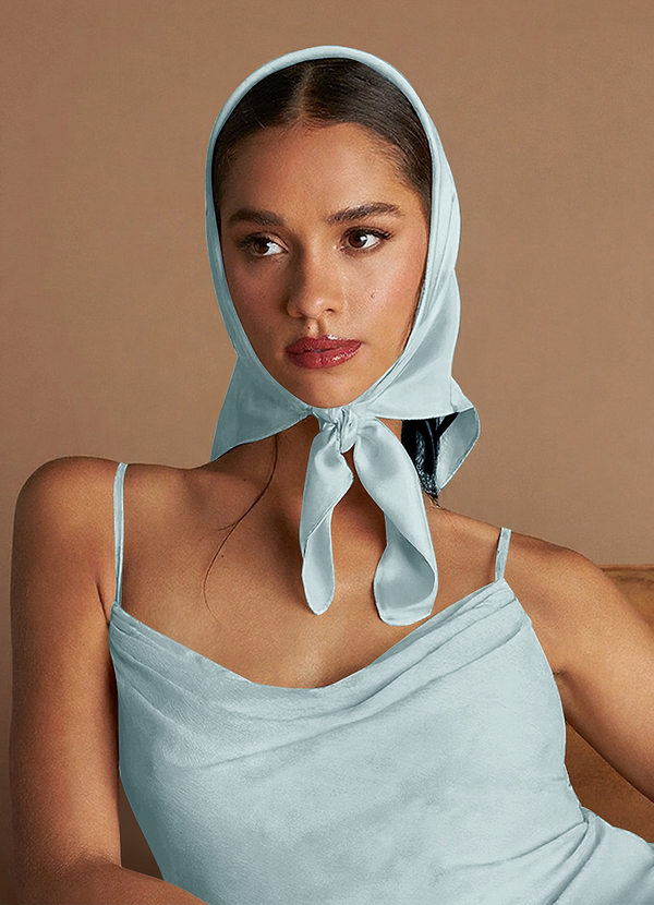 front Matching Color Stretch Satin Scarf