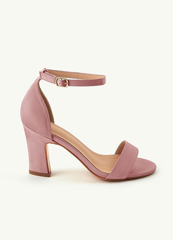 front Matching Color Stretch Satin One Strap Buckle Chunky Heel Sandals