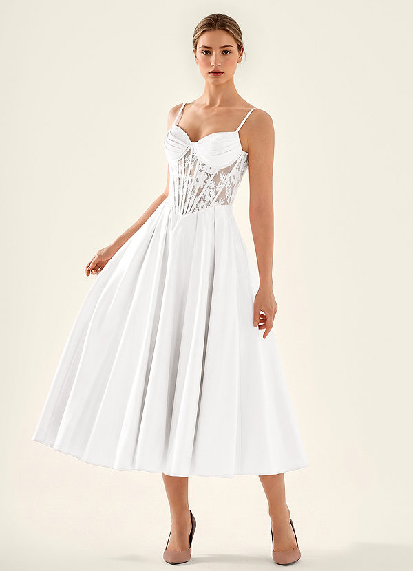 Isolabella White Lace Corset Satin Wedding Guest image1