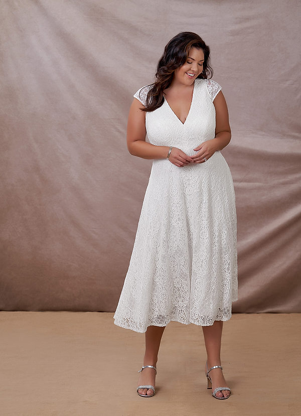 plus size tea length bridal gowns Big ...