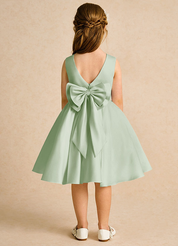 Azazie Sosie Flower Girl Dresses Dusty Sage Dusty Sage A-Line Pleated Matte Satin Dress image1