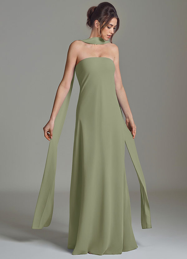 Azazie Ilana Bridesmaid Dresses Pistachio A-Line Strapless Chiffon Dress image1