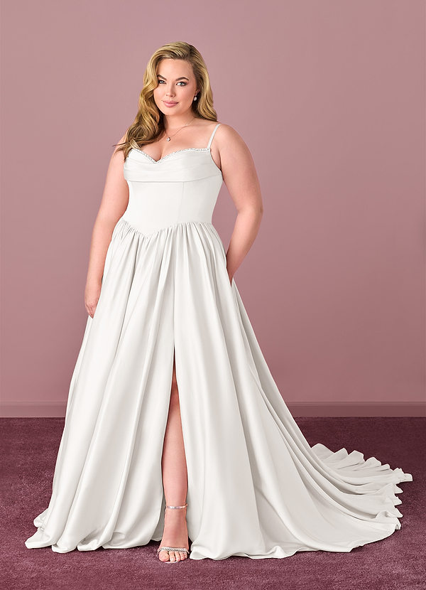 Barbie ♥ Azazie Wedding Dresses Diamond White Ball-Gown Sweetheart Neckline Stretch Satin Dress image1