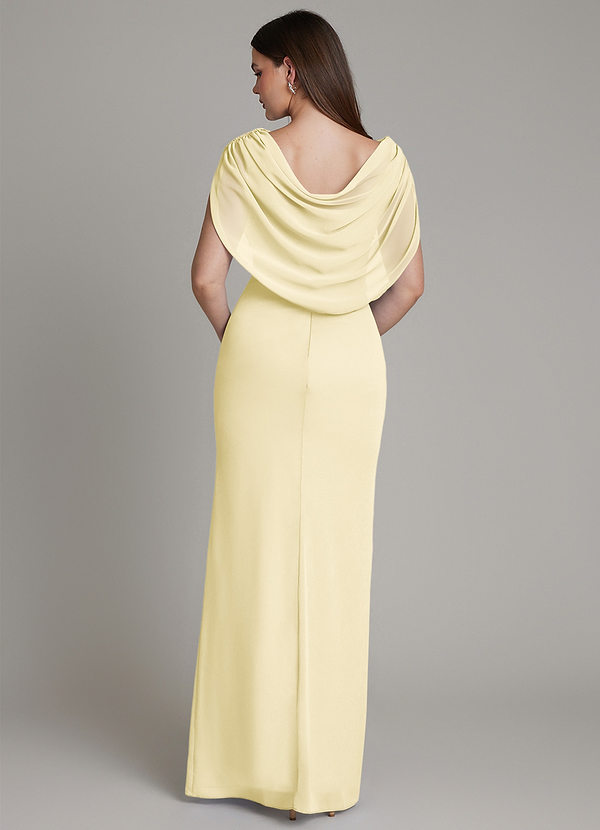 Azazie Hadley Bruidsmeisjesjurken Jurk van Chiffon met Zeemeermin Geplooid Citroensorbet image1