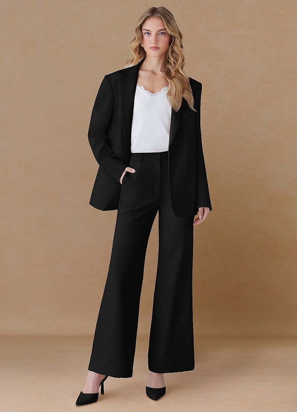 front Amelia Black Refined Weave Performance Oversized 2-Piece Suit
