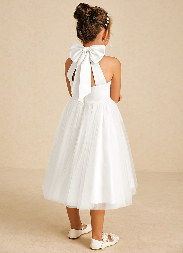 Azazie Dora Flower Girl Dresses Ivory A-Line Bow Tulle Dress image1
