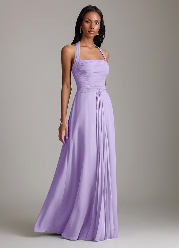Azazie Clarisa Vestidos Dama de Honor Vestido de Lila de Gasa de Corte en A con Plisado image1
