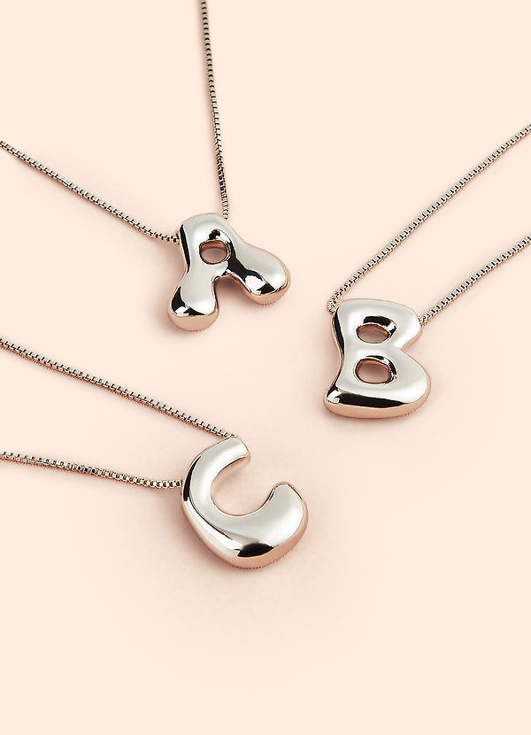 front Bubble Letter Pendant Necklace