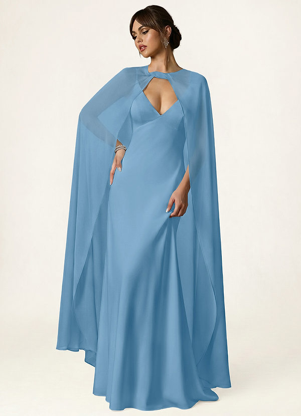 front Azazie Knot-Front Chiffon Long Cape