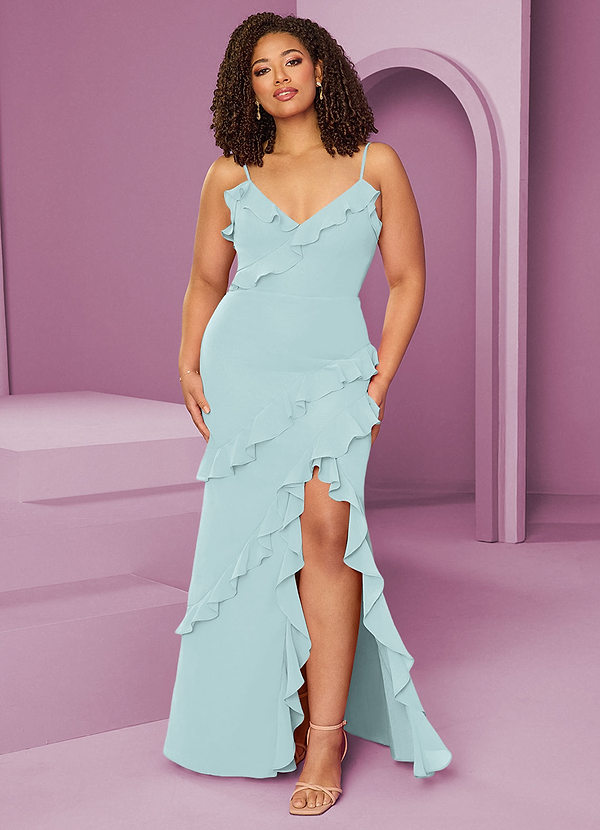 Barbie ♥ Azazie Bridesmaid Dresses Mist Sheath Chiffon Dress image1