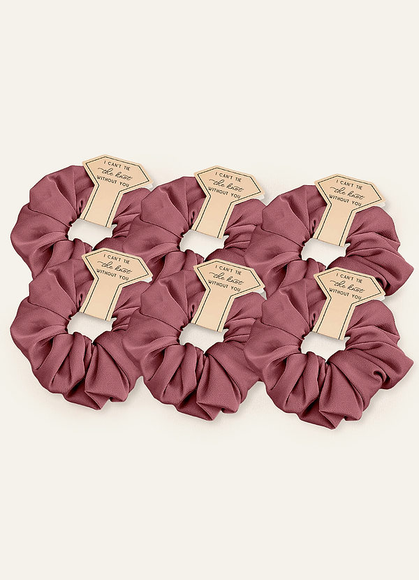 front Matching Color Six-Piece Bridesmaid Stretch Satin Over Size Scrunchie Set