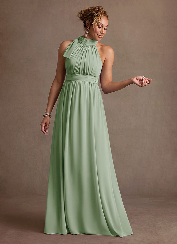 Azazie Antoinette Mother of the Brides Dresses Dusty Sage A-Line Pleated Chiffon Dress image1
