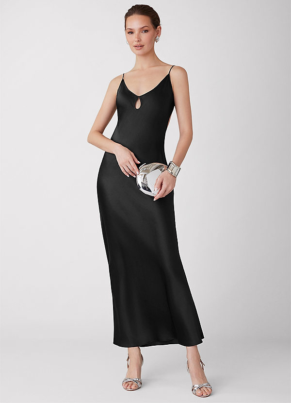 Selah Black Luminous Satin Maxi Dress image1