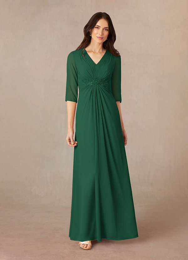 Azazie Yessica Mother of the Brides Dresses Dark Green A-Line Sequins Chiffon Dress image1