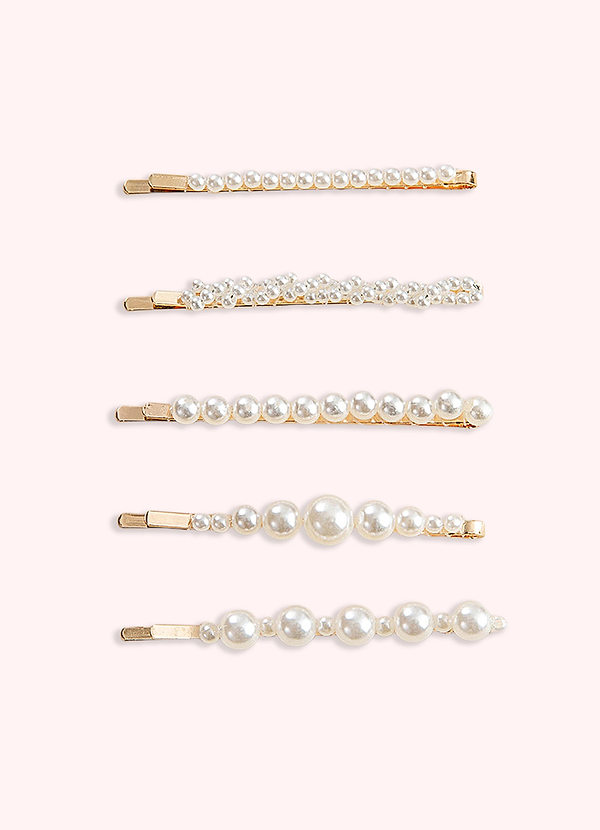 front Simple Sweet Pearl Clip Hair Clip Set
