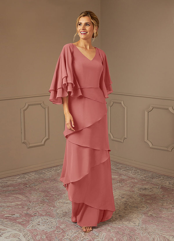 Azazie OHara Mother of the Brides Dresses Antique Rose A-Line V-Neck Chiffon Dress image1