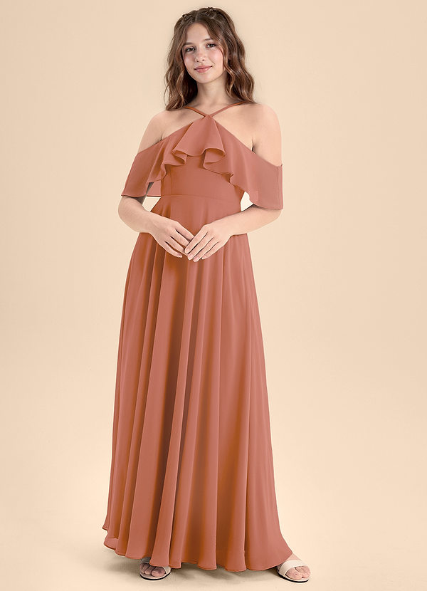 Azazie Tessabelle Junior Vestido de Mai Tai de Gasa de Corte En A con Vestidos sin tirantes image1