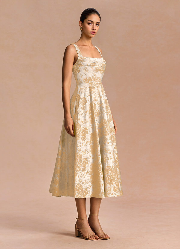 Azara Vintage Champagne Midi Dress image1