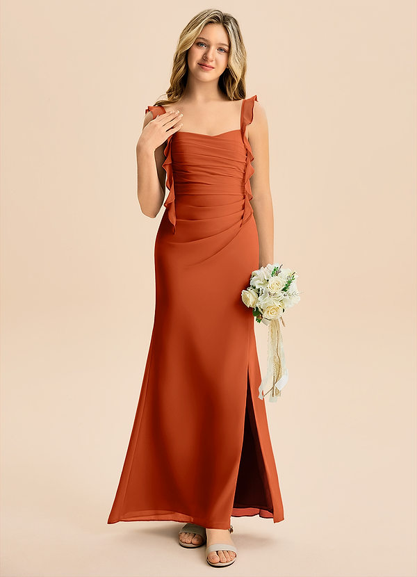 Azazie Jessamine Junior Burnt Orange Mermaid Sweetheart Neckline Chiffon Dress image1