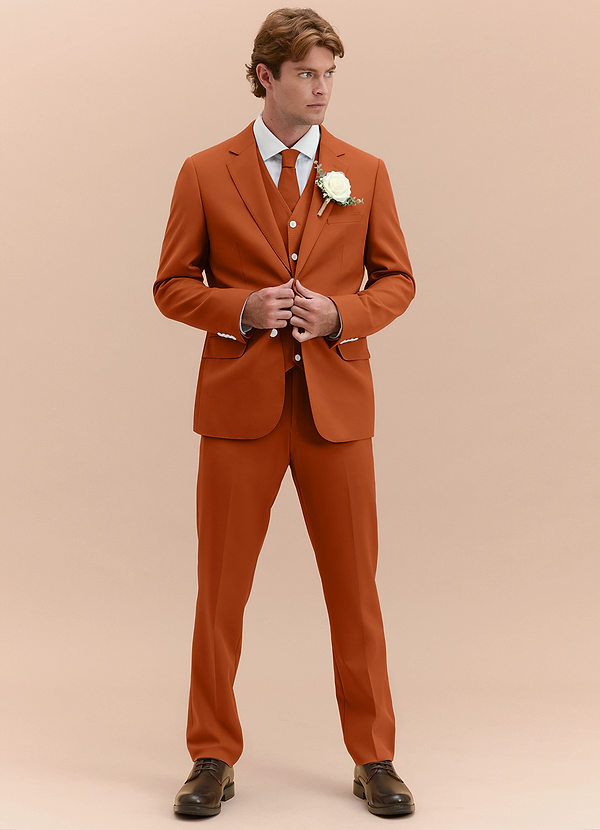 James Burnt Orange Structured Stretch 3-piece suit | Suit Sets |Azazie