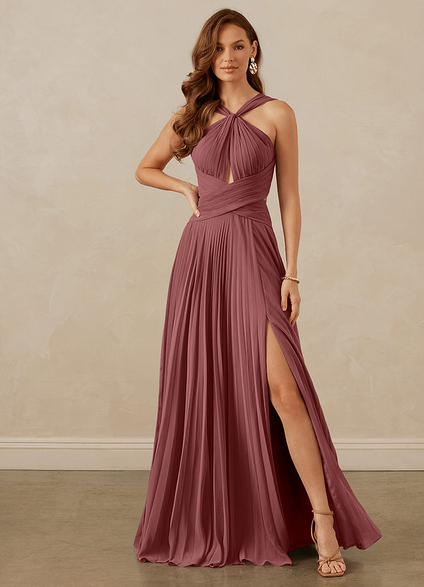 Christian Siriano Bridal for Azazie 1009 Robes Demoiselle d'honneur Robe Trapèze en Mousseline de soie Plissée Améthyste image1