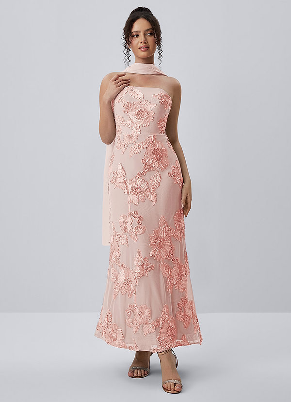 Esperanza English Rose Strapless 3D Floral Applique Maxi Dress image1
