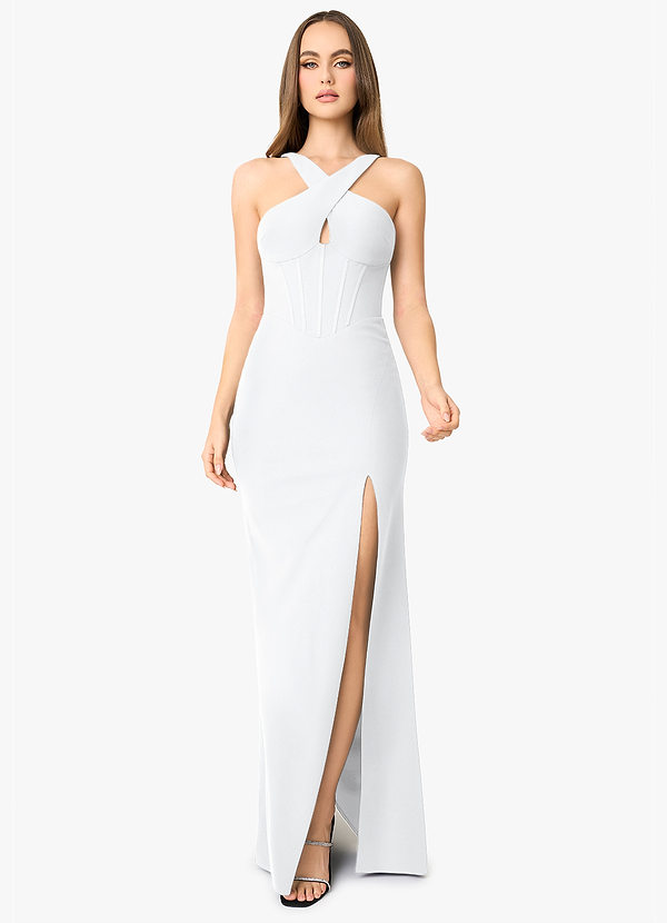Reina White Cross Neck Maxi Dress image1