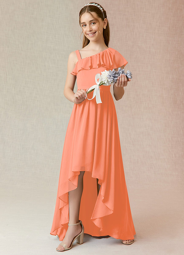 Vestidos De Dama De Honor Junior De Chiffón Asimétricos Limón main image 0