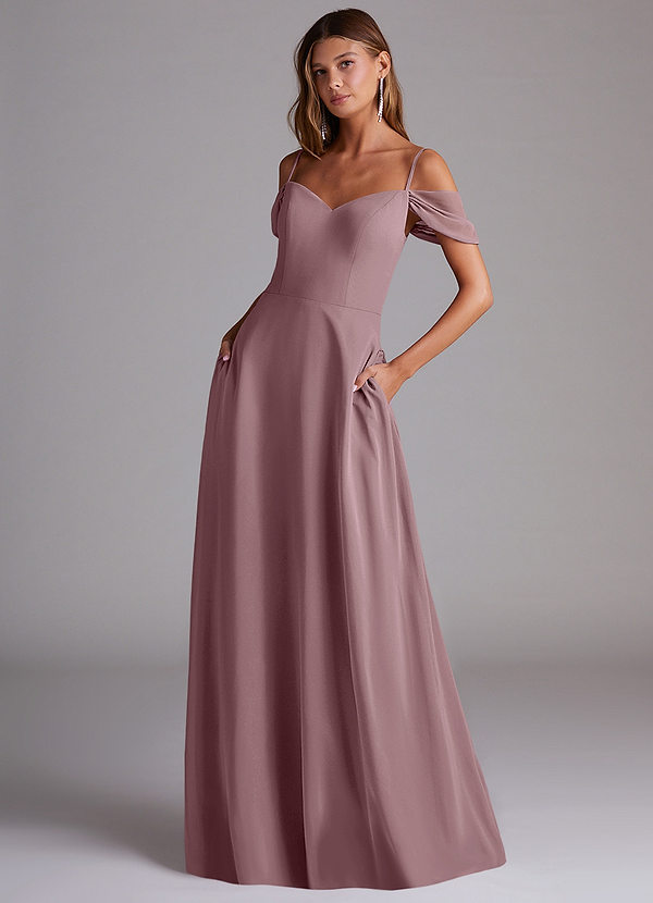 Azazie Marley Bridesmaid Dresses Dusty Rose A-Line Off the Shoulder Chiffon Convertible Dress image1