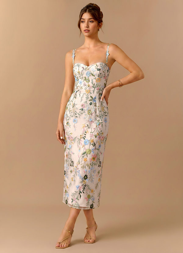 Paulina Blush Pink Multi Midi Dress image1