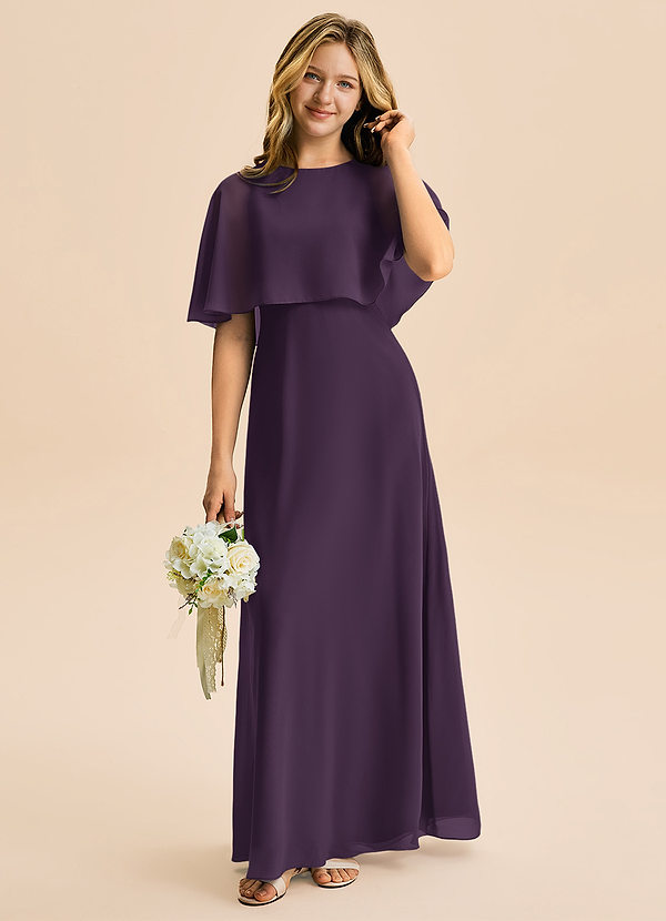 Azazie Maris Junior Robe Trapèze en Mousseline de soie Prune image1