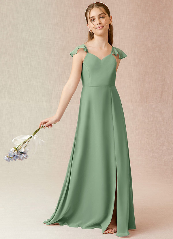 Azazie Everett Junior Vestido de Matcha de Gasa de Corte En A image1