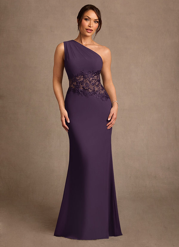 Azazie Kathie Brautmutterkleider Meerjungfrau-Linie Spitze Chiffon Kleid Pflaume image1