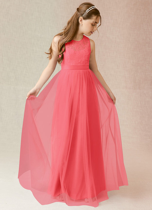 Vestidos Modernos Para Damas De Honor Junior De Longitud Té Con Falda AsiméTrica Blanco main image 1