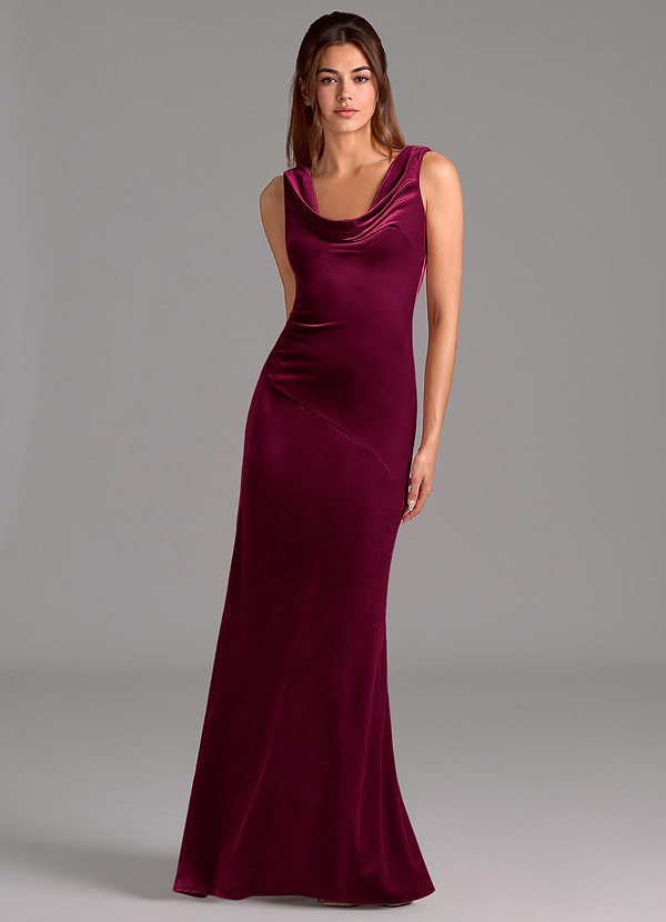 Azazie Rylina Robes Demoiselle d'honneur Robe Sirène en velours Arc Cabernet image1