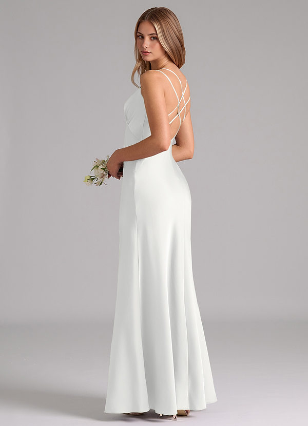Azazie Suttona Brudtärneklänningar Klä av A-Linje i Stretch Satin Plisserad Vit image1