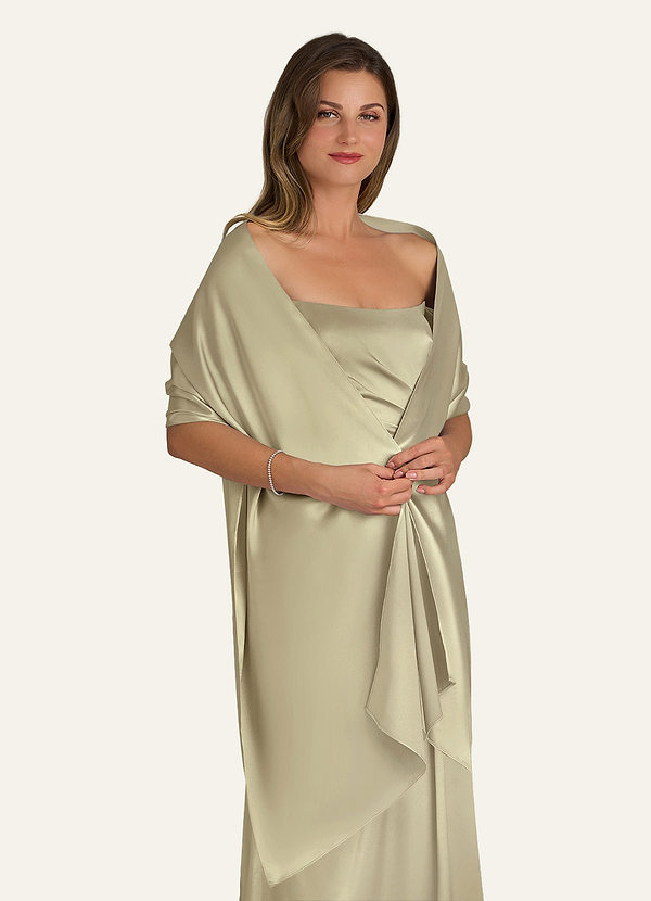 front Azazie Matching Color Metallic Satin Shawl