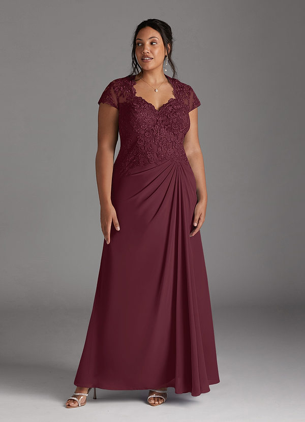 Azazie Junie Mother of the Brides Dresses Cabernet A-Line Lace Chiffon Dress image1