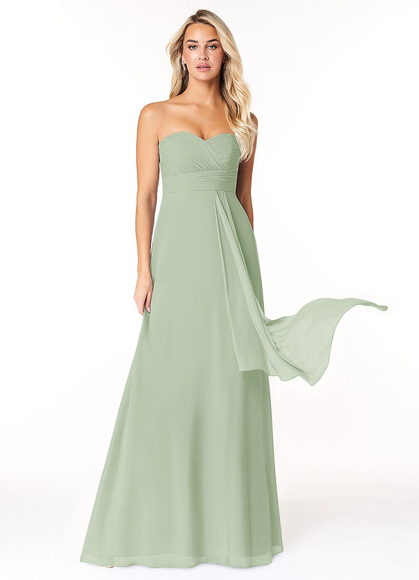 Azazie Verde Bridesmaid Dresses A-Line Strapless Chiffon Floor-Length Dress image1