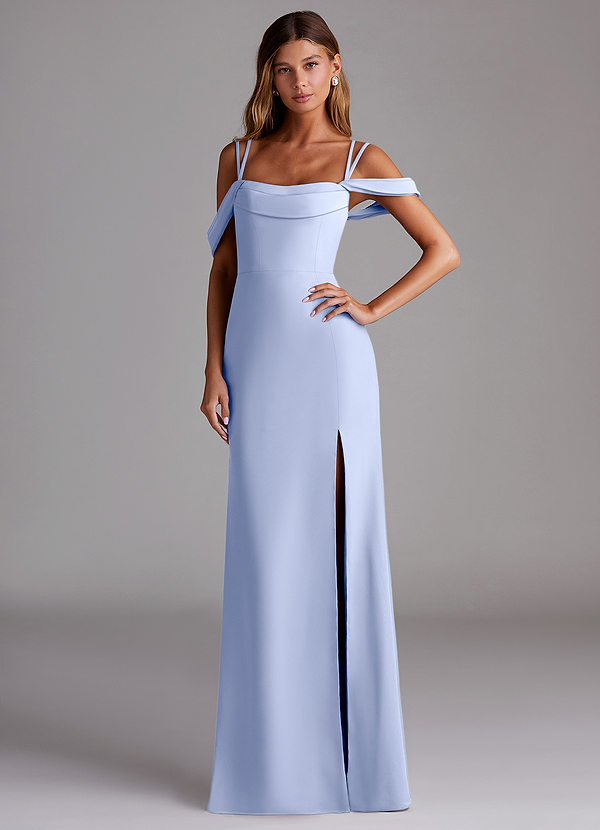 Azazie Callan Bridesmaid Dresses Ice Mermaid Pleated Chiffon Convertible Dress image1