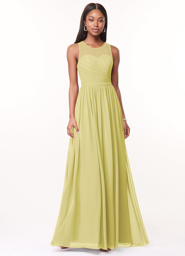 Azazie Nina Bridesmaid Dresses Lemon Sorbet A-Line Pleated Chiffon Dress image1