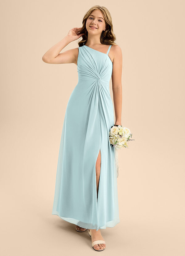 Azazie Brooke Junior Mist A-Line Side Slit Chiffon Dress image1