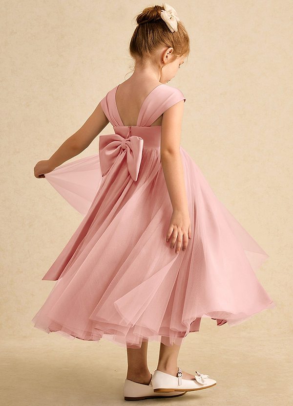 Azazie Chickadee Flower Girl Dresses Rosette Ball-Gown Sweetheart Neckline Matte Satin Dress image1