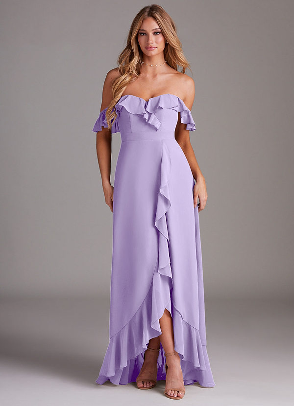 Azazie Lyra Brautjungfernkleider Wandelbar A-Linie Cabrio Chiffon Kleid Flieder image1