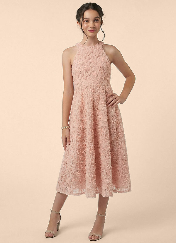 Azazie Muffin Junior Formal Klä av A-Line i 3D blommig broderad spets image1