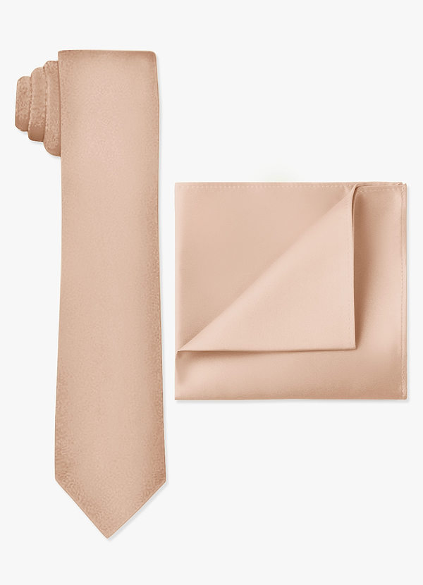 Ensemble cravate fine et pochette en satin mat front