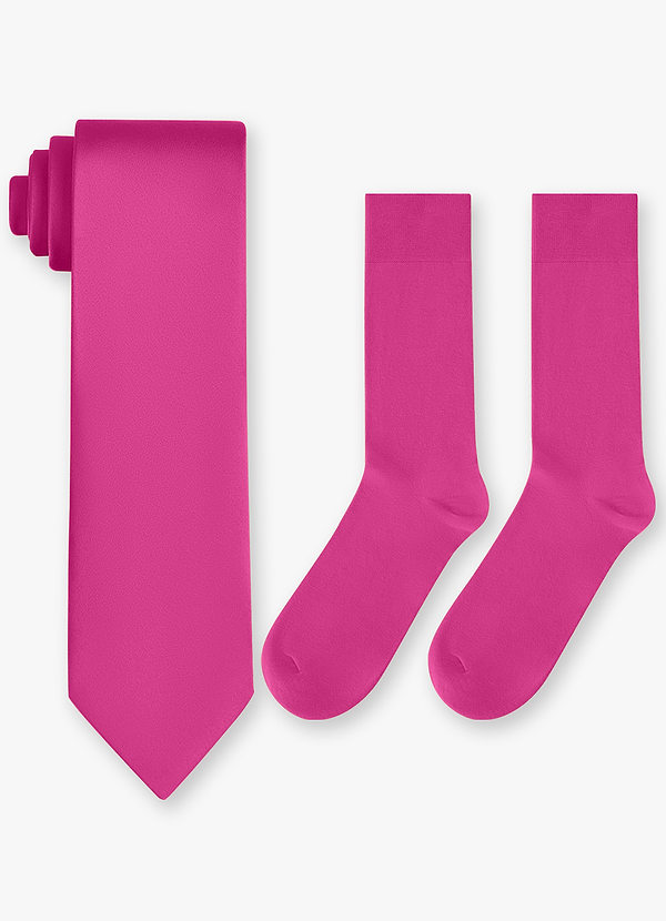 front Bijpassende set van stretch satijnen brede stropdas en katoenen sokken